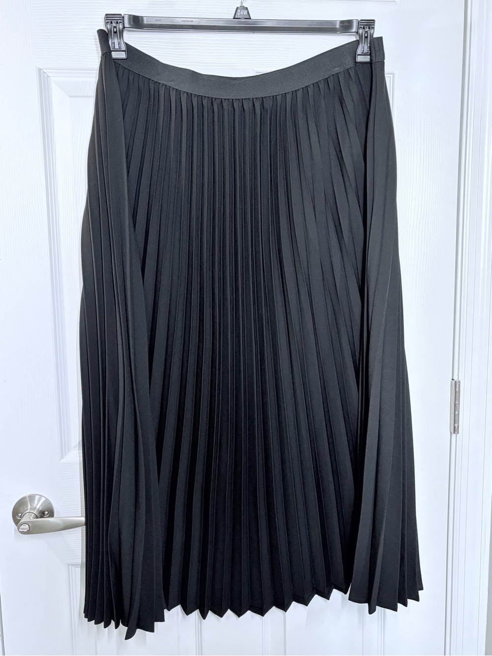 a new day Black Pleated Midi Skirt - Flowing A-Line